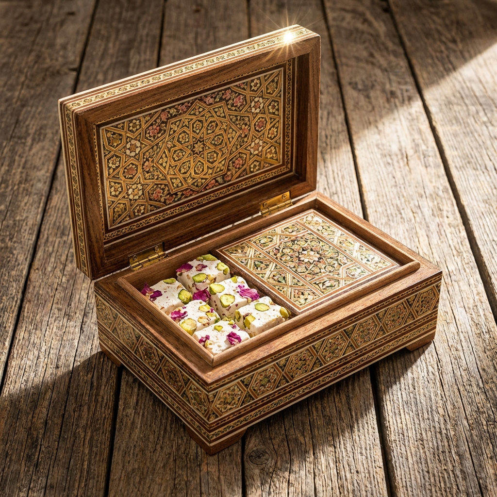 گز 40٪ پسته لقمه - جعبه خاتم اعلاء (۴۰۰ گرم)